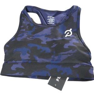 Peloton Womens XS Sports Bra Cadent Racerback High Neck Camo Blue NEW!